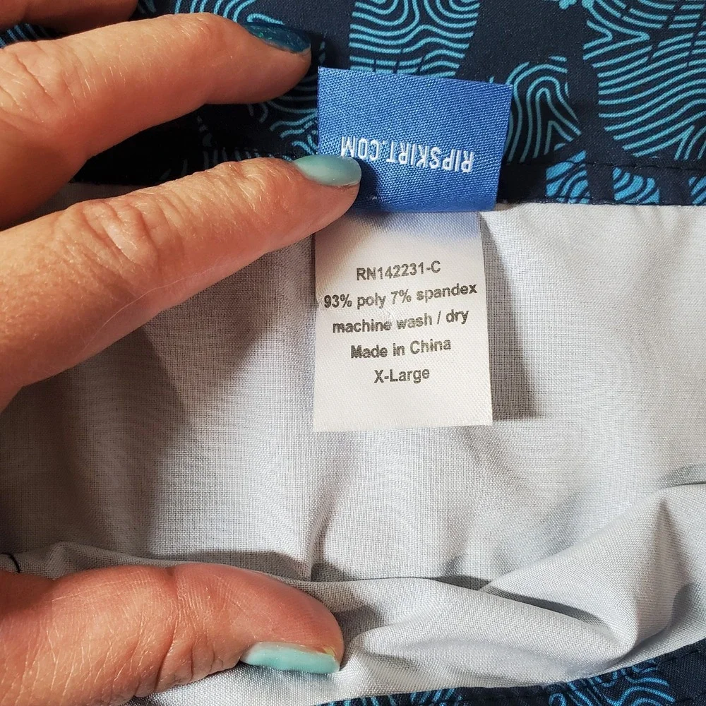 RipSkirt Hawaii Wrap Skirt Length 3 Maui‎ Moonlight Blue Tropical Floral Size XL